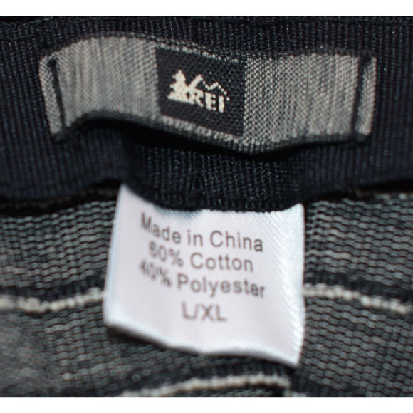 REI Womens Gray Striped Cotton Blend Floppy Wide Brim Sun Hat -- L / XL - Picture 5 of 6